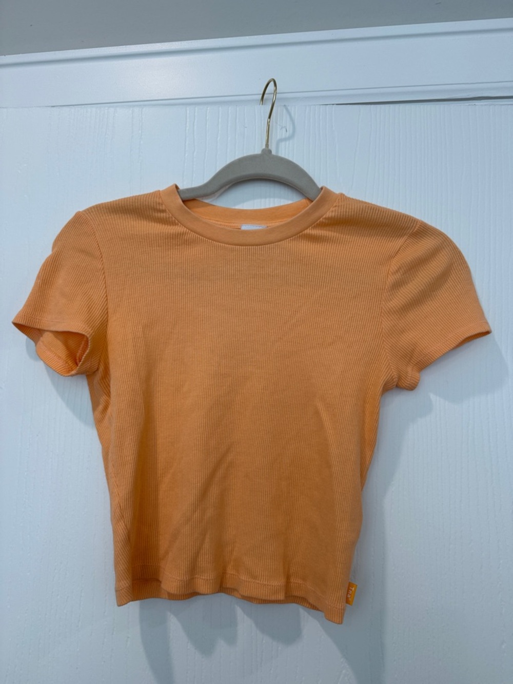 TNA Peach Ribbed Short Sleeve Tee